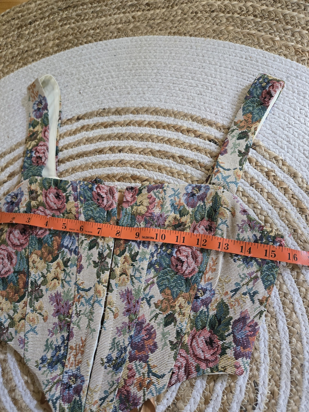 Floral Brocade Cropped Corset Tank Top Victorian Cottagecore Fairycore - Picture 7 of 16